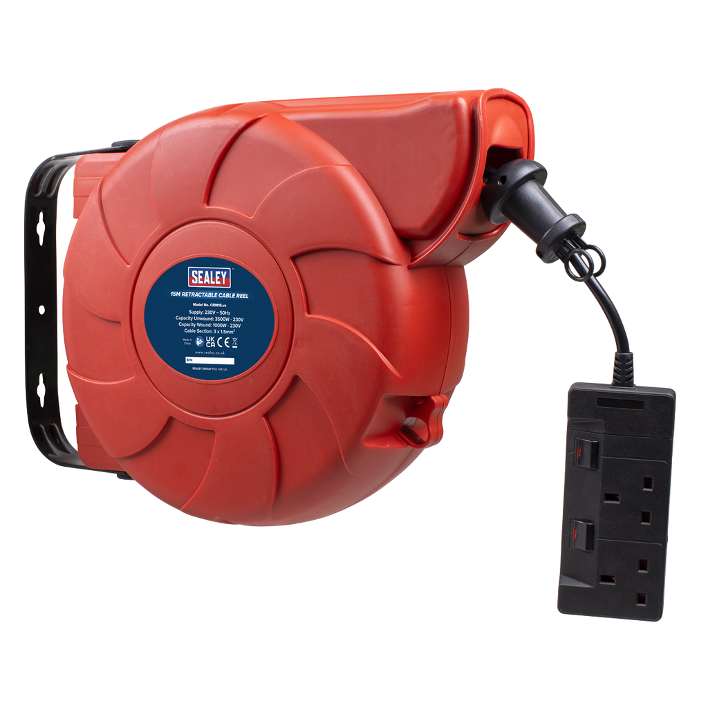 15m Retractable Cable Reel System 2 x 230V CRM15