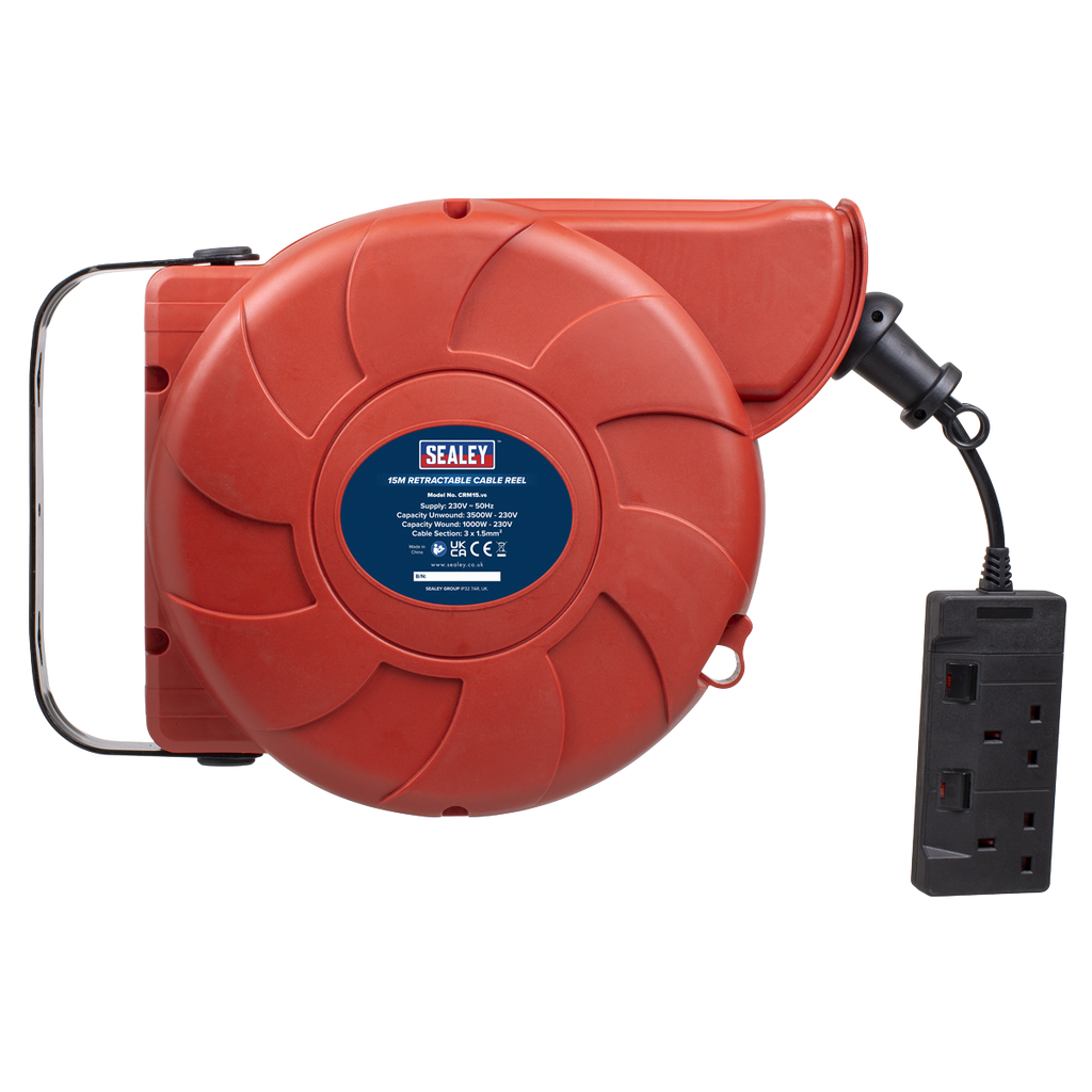 15m Retractable Cable Reel System 2 x 230V CRM15