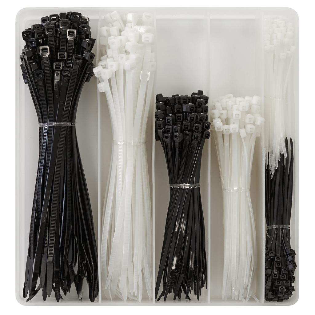 Cable Tie Assortment, Black/White - Pack of 600 CT600BW
