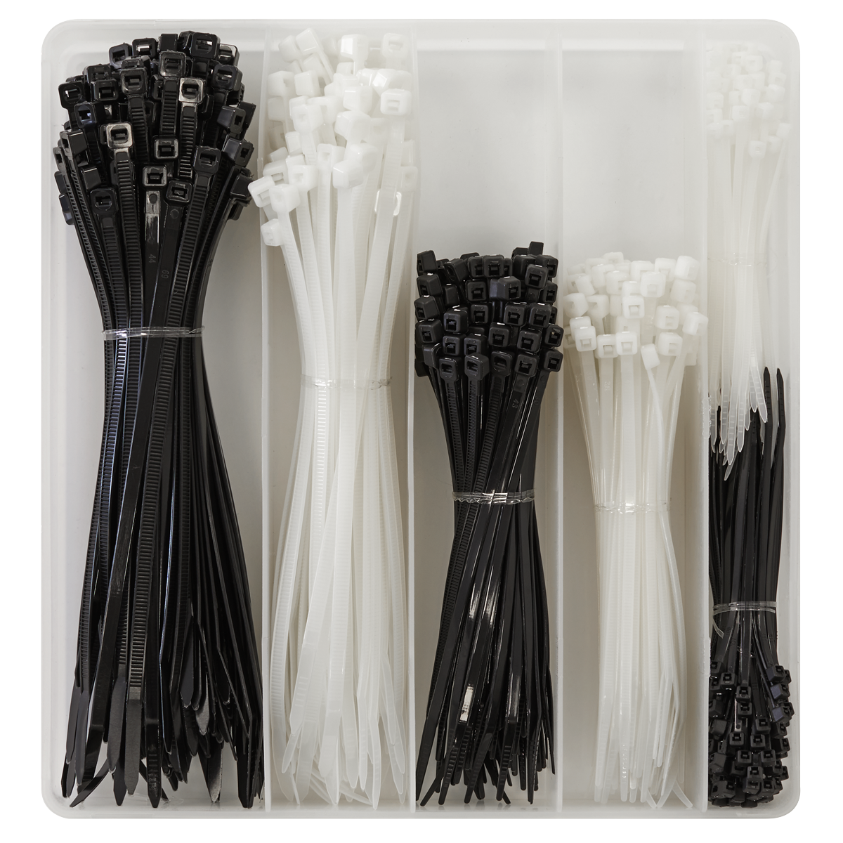 Cable Tie Assortment, Black/White - Pack of 600 CT600BW