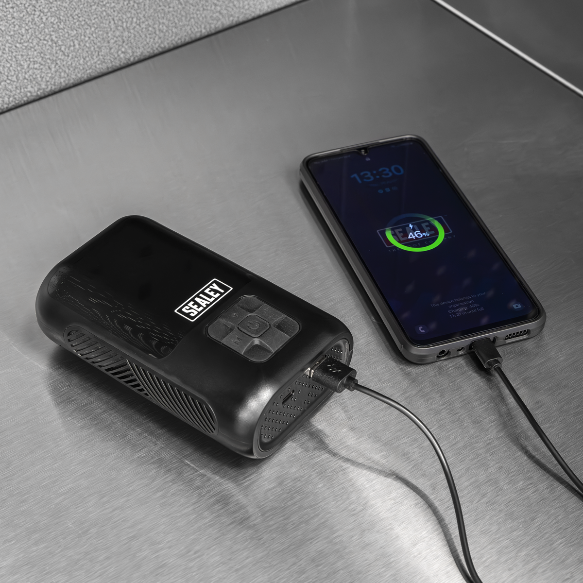 Rechargeable Tyre Inflator & Power Bank with Worklight CTI130