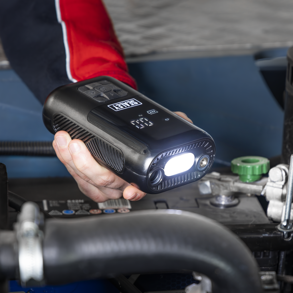 Rechargeable Tyre Inflator & Power Bank with Worklight CTI130