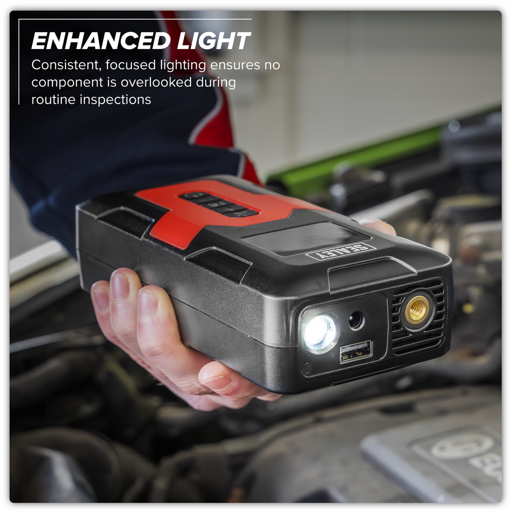Rechargeable Tyre Inflator & Power Bank with Worklight 12V CTI140