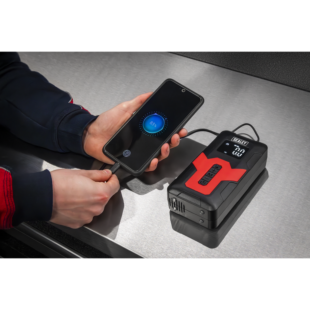 Rechargeable Tyre Inflator & Power Bank with Worklight 12V CTI140