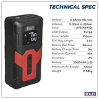 Rechargeable Tyre Inflator & Power Bank with Worklight 12V CTI140