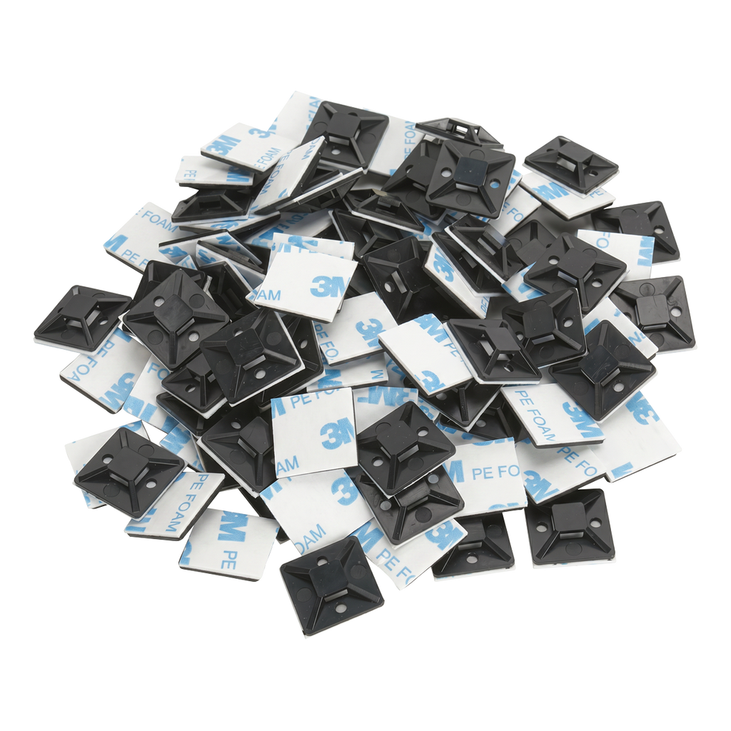 Self-Adhesive Cable Tie Mount 30 x 30mm, Black - Pack of 100 CTM3030B