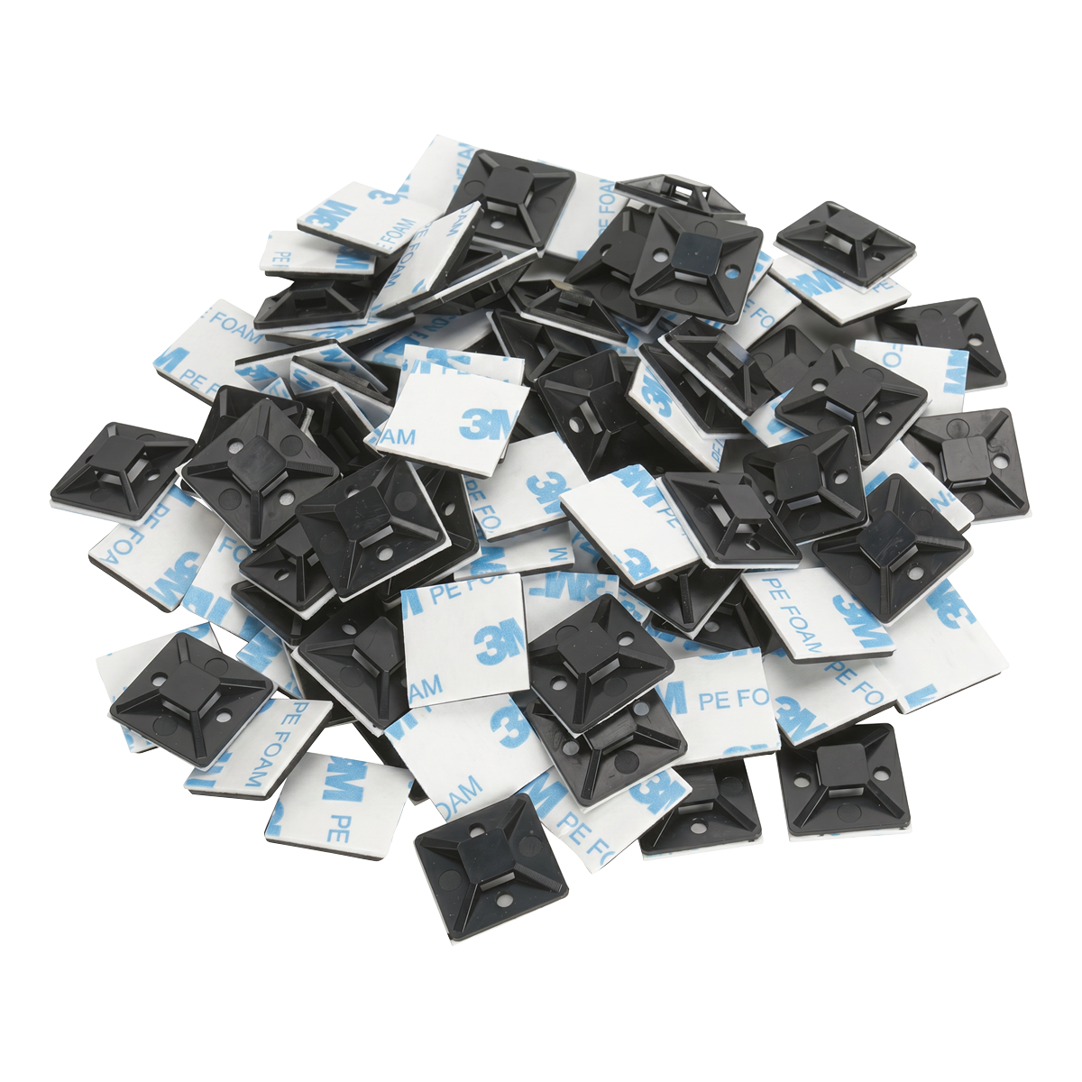 Self-Adhesive Cable Tie Mount 30 x 30mm, Black - Pack of 100 CTM3030B