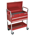 Heavy-Duty Trolley with Lockable Top & 2 Drawers 2-Level CX1042D