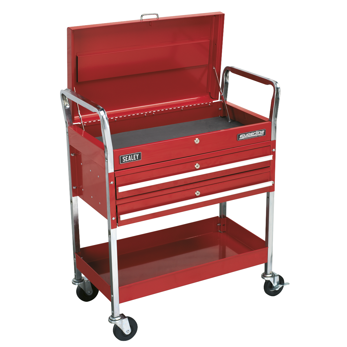 Heavy-Duty Trolley with Lockable Top & 2 Drawers 2-Level CX1042D
