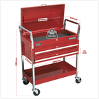 Heavy-Duty Trolley with Lockable Top & 2 Drawers 2-Level CX1042D
