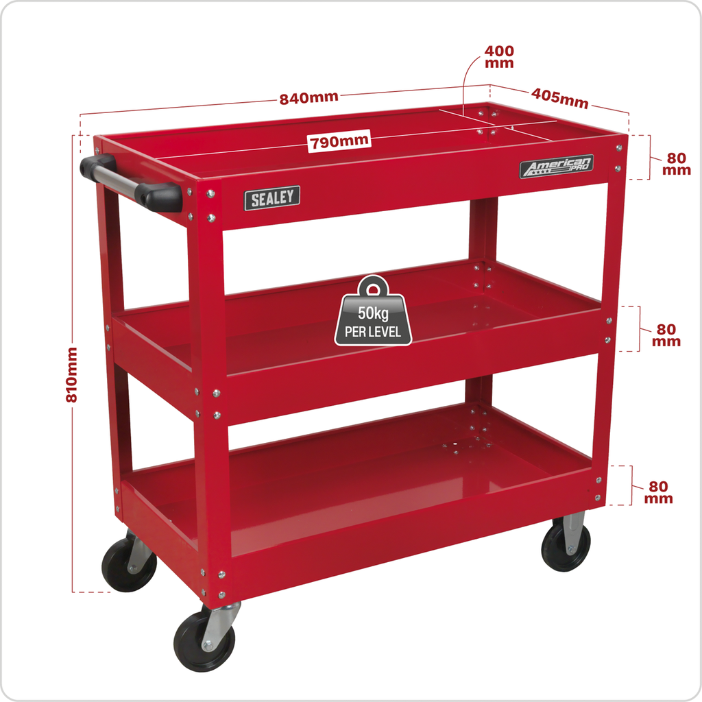 Heavy-Duty Workshop Trolley 3-Level CX108