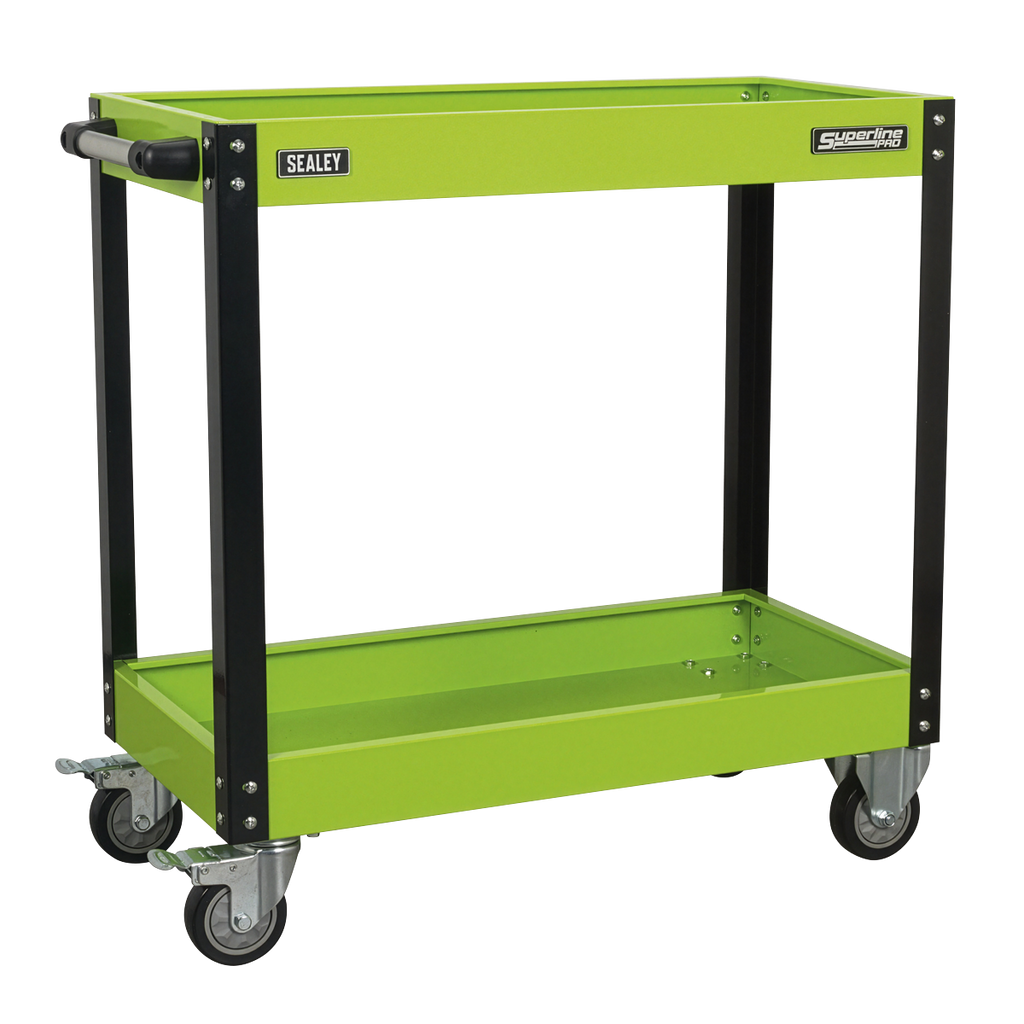 Heavy-Duty Workshop Trolley 2-Level - Hi-Vis Green CX109HV