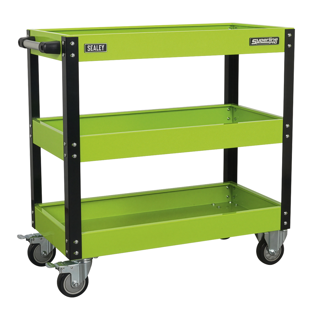 Heavy-Duty Workshop Trolley 3-Level - Hi-Vis Green CX110HV