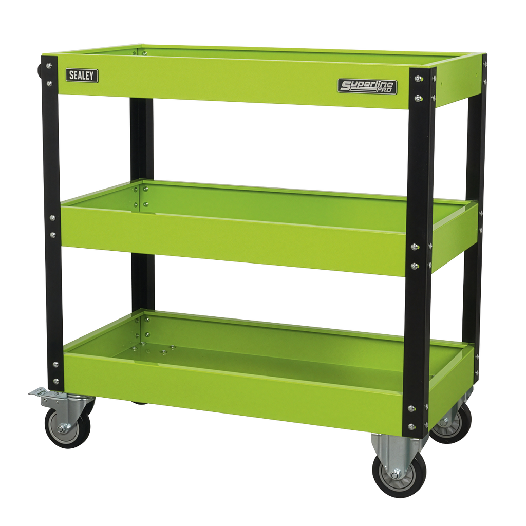 Heavy-Duty Workshop Trolley 3-Level - Hi-Vis Green CX110HV