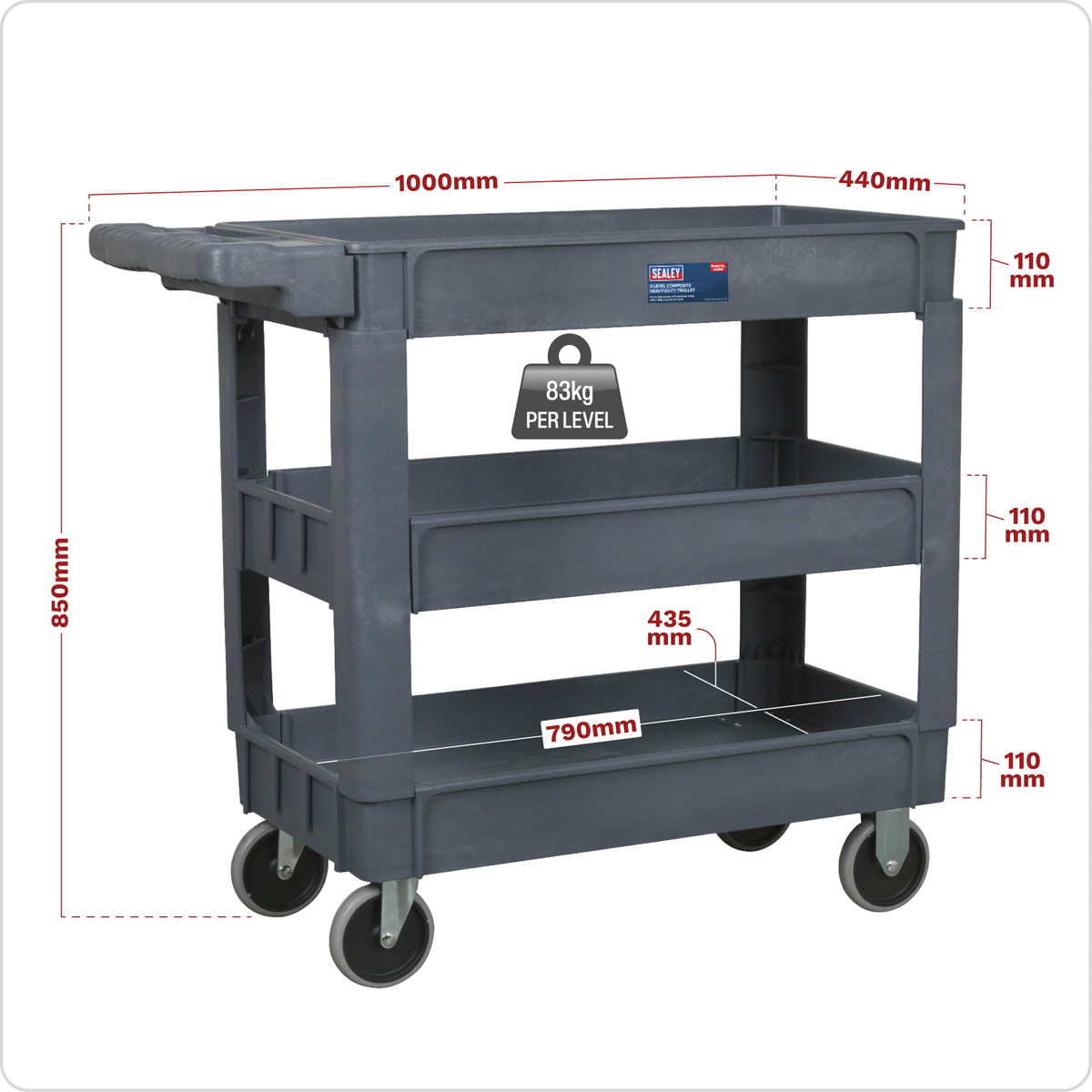 Composite Heavy-Duty Trolley 3-Level CX203
