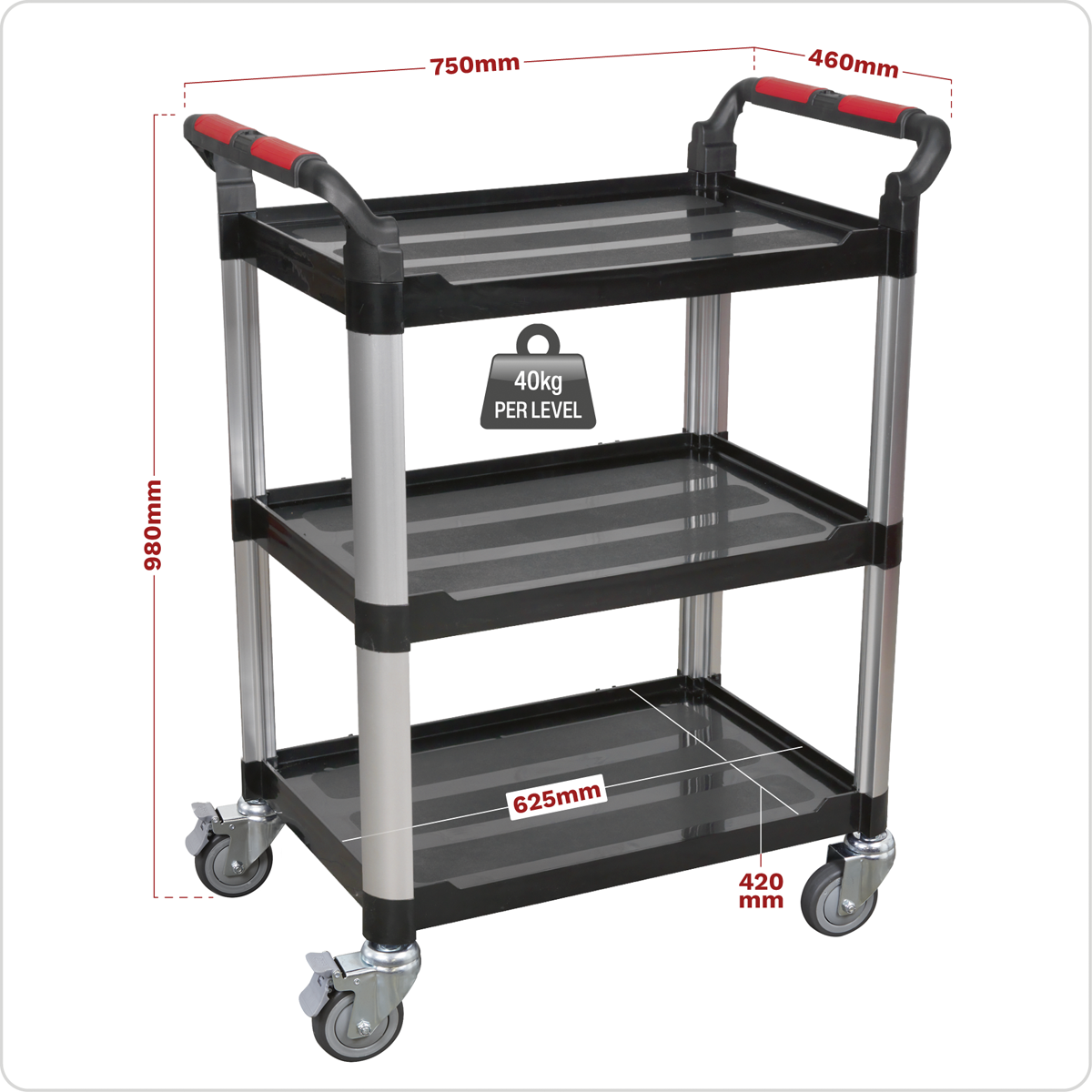 Composite Workshop Trolley 3-Level/3 Wall CX309