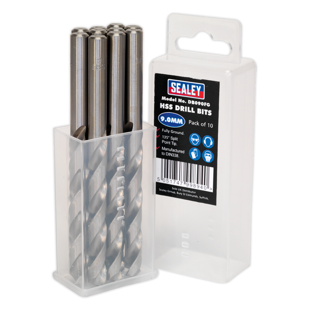 HSS Fully Ground Drill Bit 9mm - Pack of 10 DB090FG