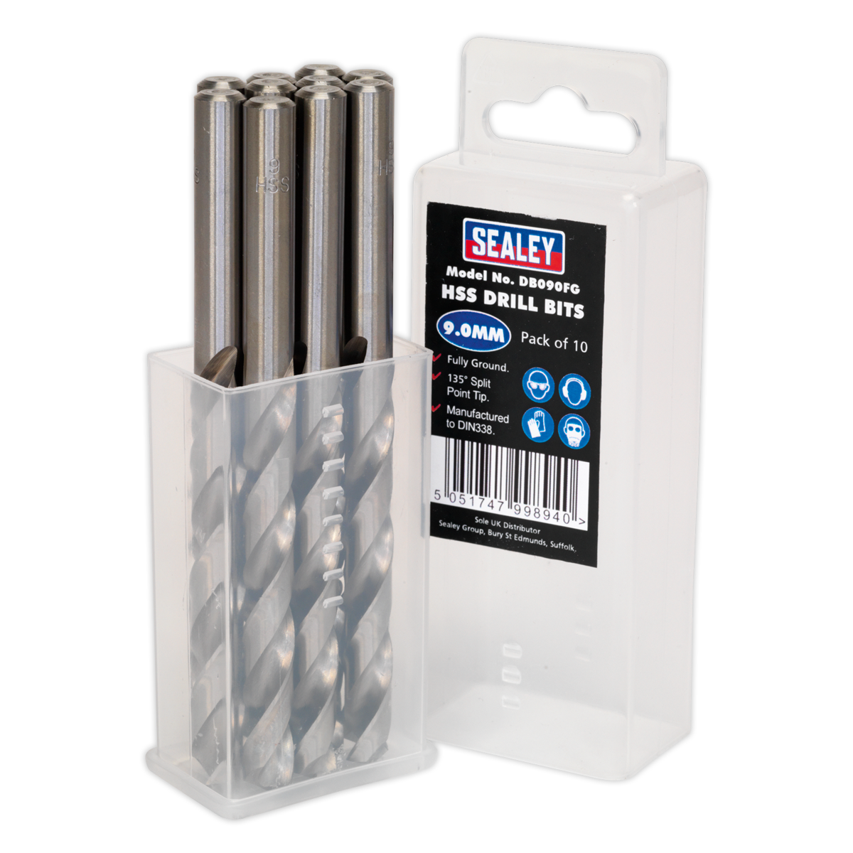 HSS Fully Ground Drill Bit 9mm - Pack of 10 DB090FG