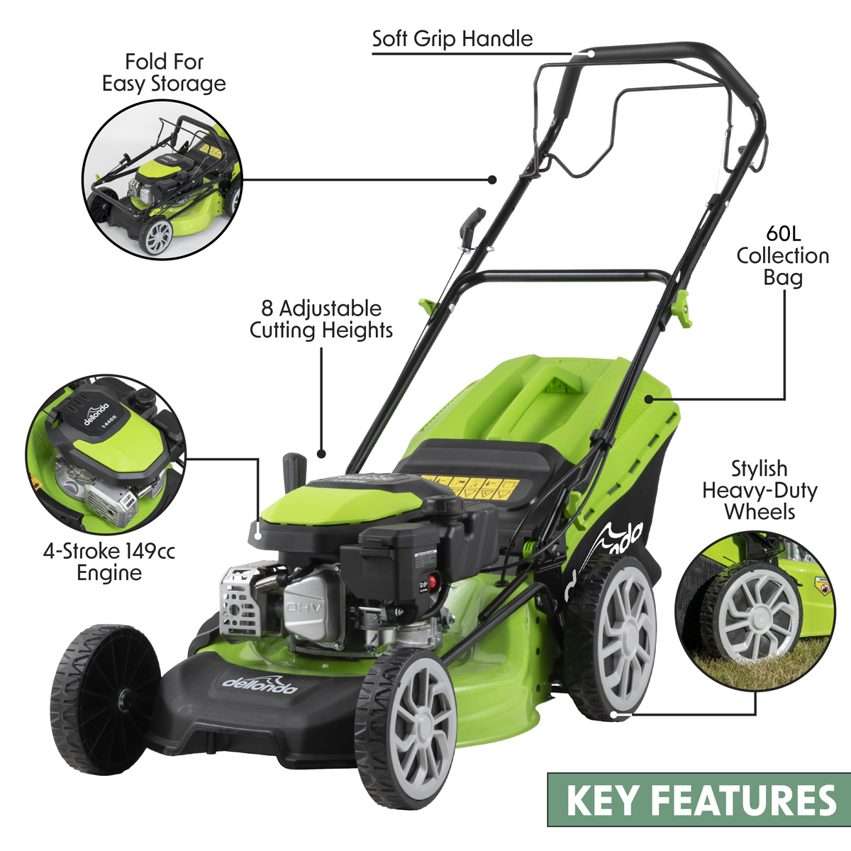 Self-Propelled 4-Stroke Petrol Lawnmower 18"(46cm) DG101