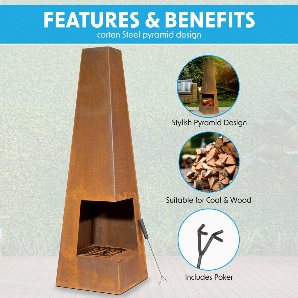 Wood Burner/Chiminea - Corten Steel DG106