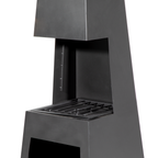 Dellonda Outdoor Chiminea with Firewood Storage - Black Steel DG107