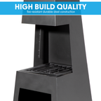 Dellonda Outdoor Chiminea with Firewood Storage - Black Steel DG107