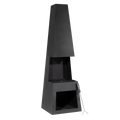 Dellonda Outdoor Chiminea with Firewood Storage - Black Steel DG107