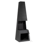 Dellonda Outdoor Chiminea with Firewood Storage - Black Steel DG107
