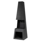 Dellonda Outdoor Chiminea with Firewood Storage - Black Steel DG107
