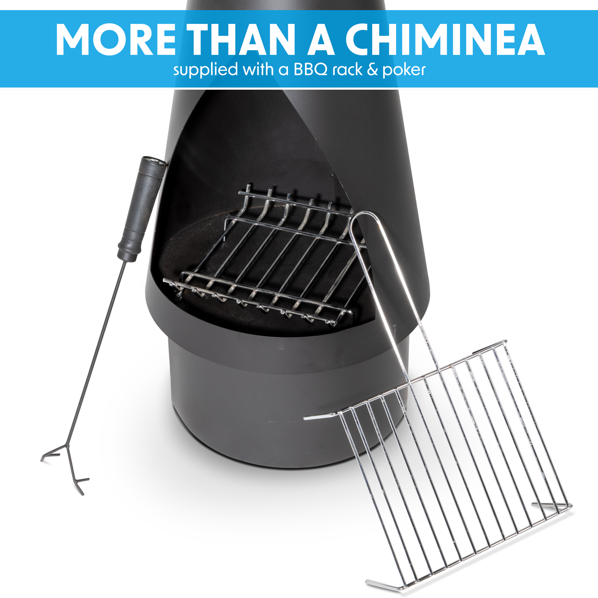 Dellonda Outdoor Chiminea - Black Steel DG109