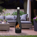 Dellonda Outdoor Chiminea - Black Steel DG109