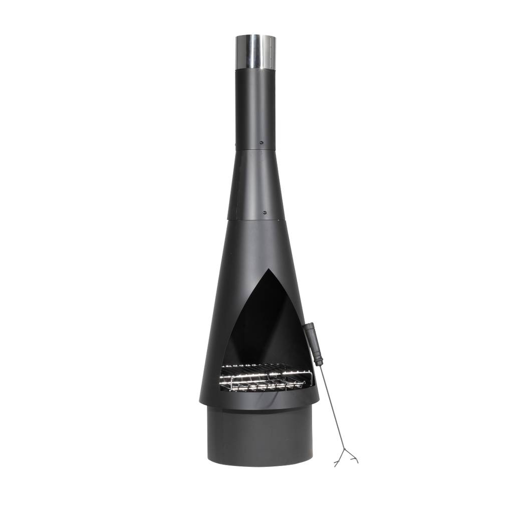 Dellonda Outdoor Chiminea - Black Steel DG109