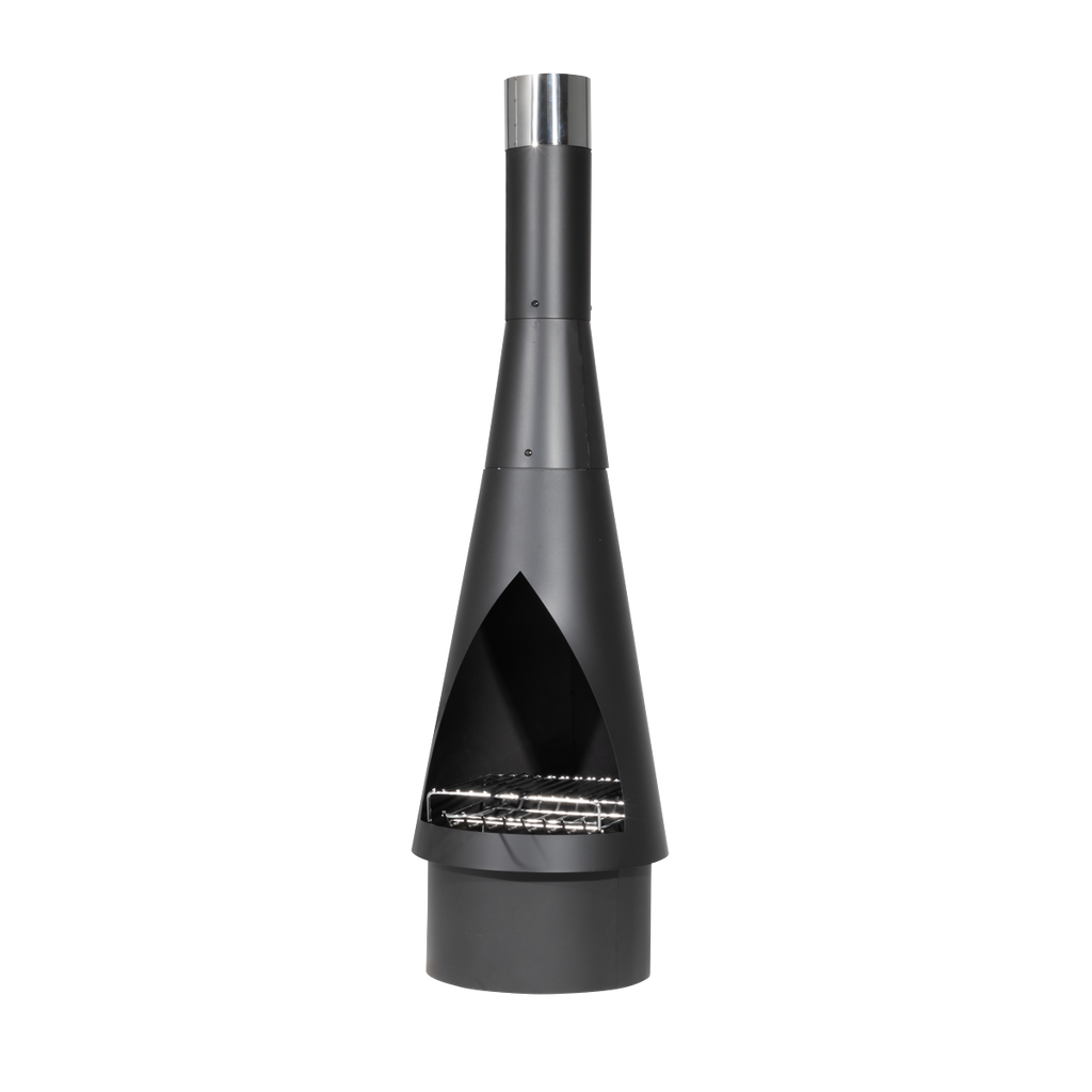 Dellonda Outdoor Chiminea - Black Steel DG109