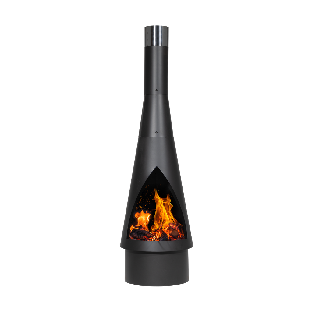 Dellonda Outdoor Chiminea - Black Steel DG109