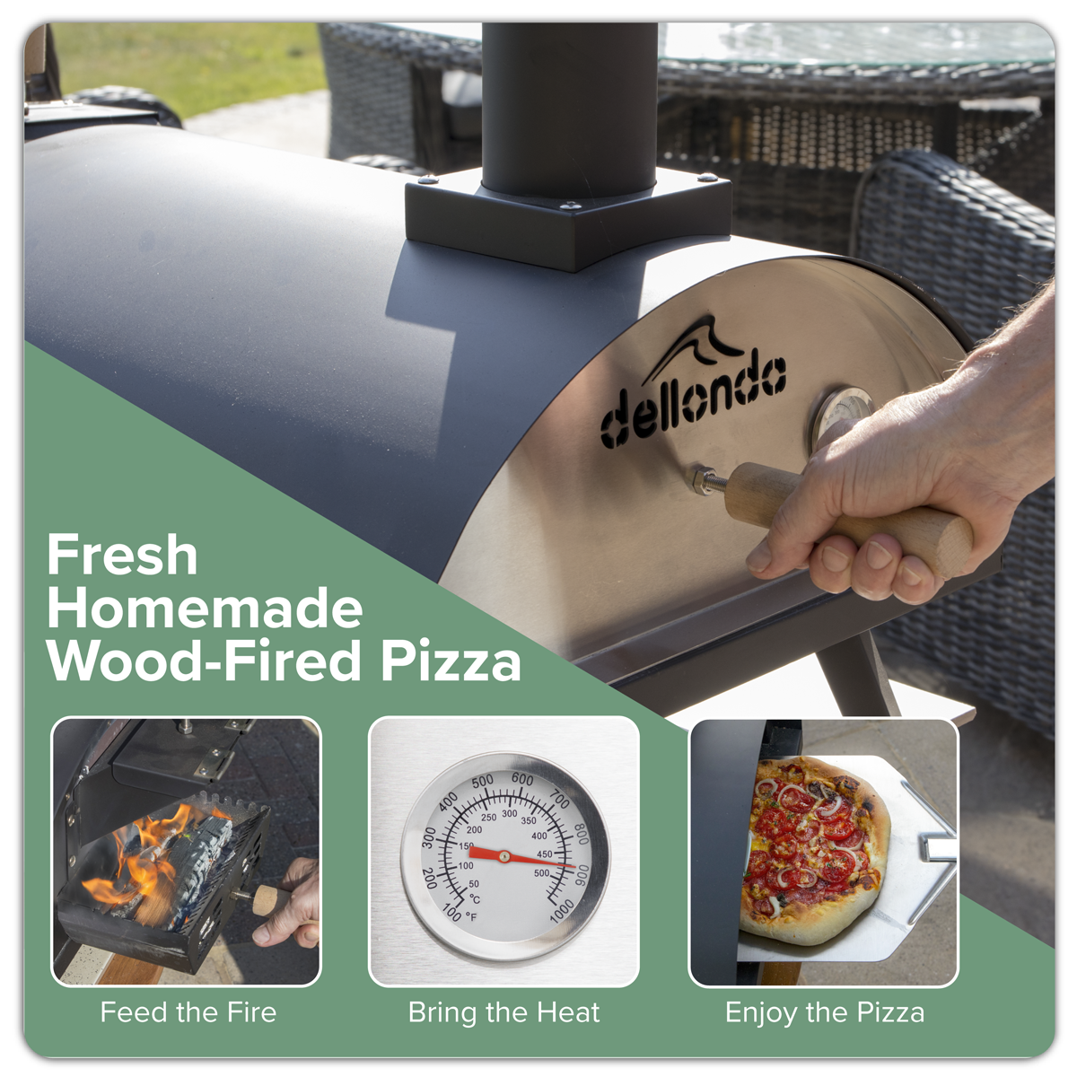 Wood-Fired Pizza Oven 14" - Black DG10