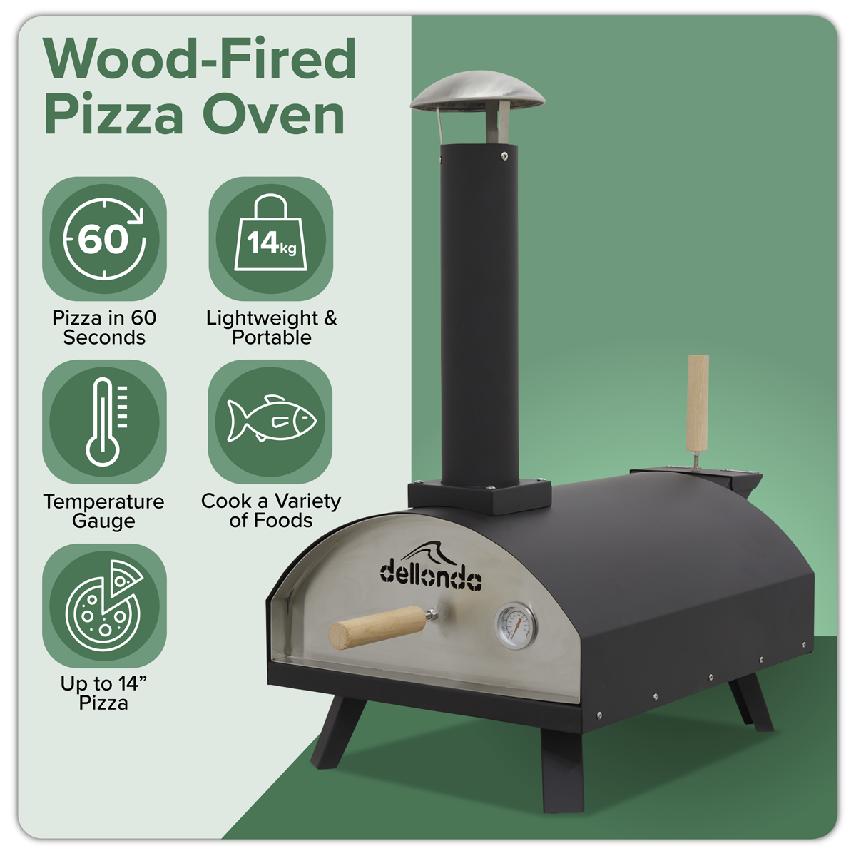 Wood-Fired Pizza Oven 14" - Black DG10