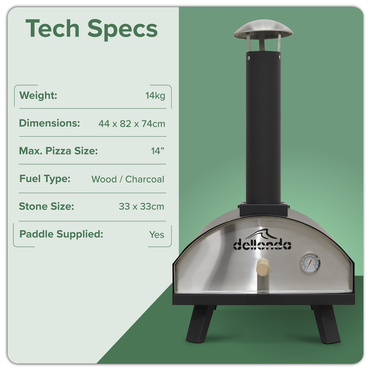 Wood-Fired Pizza Oven 14" - Black DG10