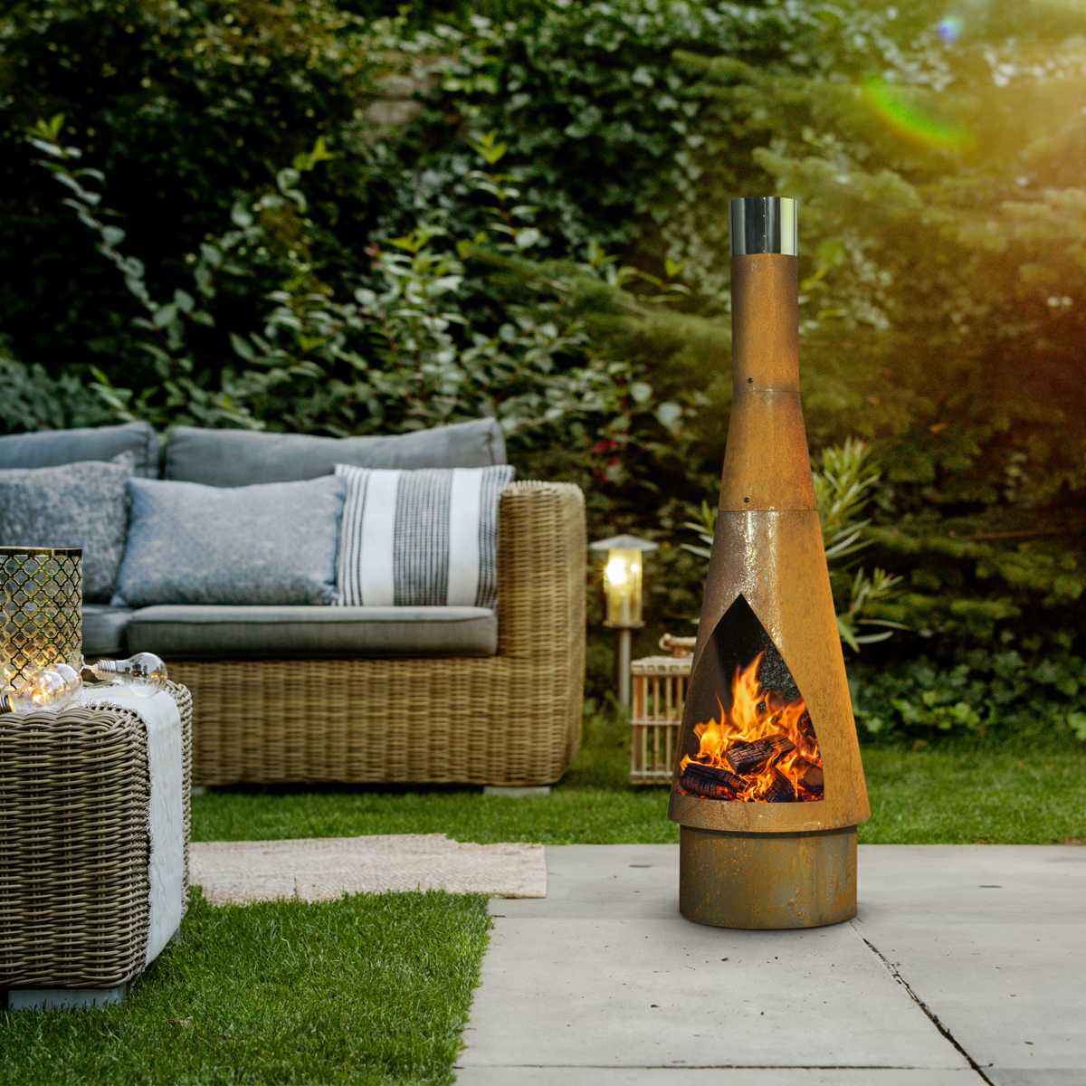 Dellonda Outdoor/Garden/Patio Chiminea, Fireplace, Fire Pit, Heater Corten Steel DG110