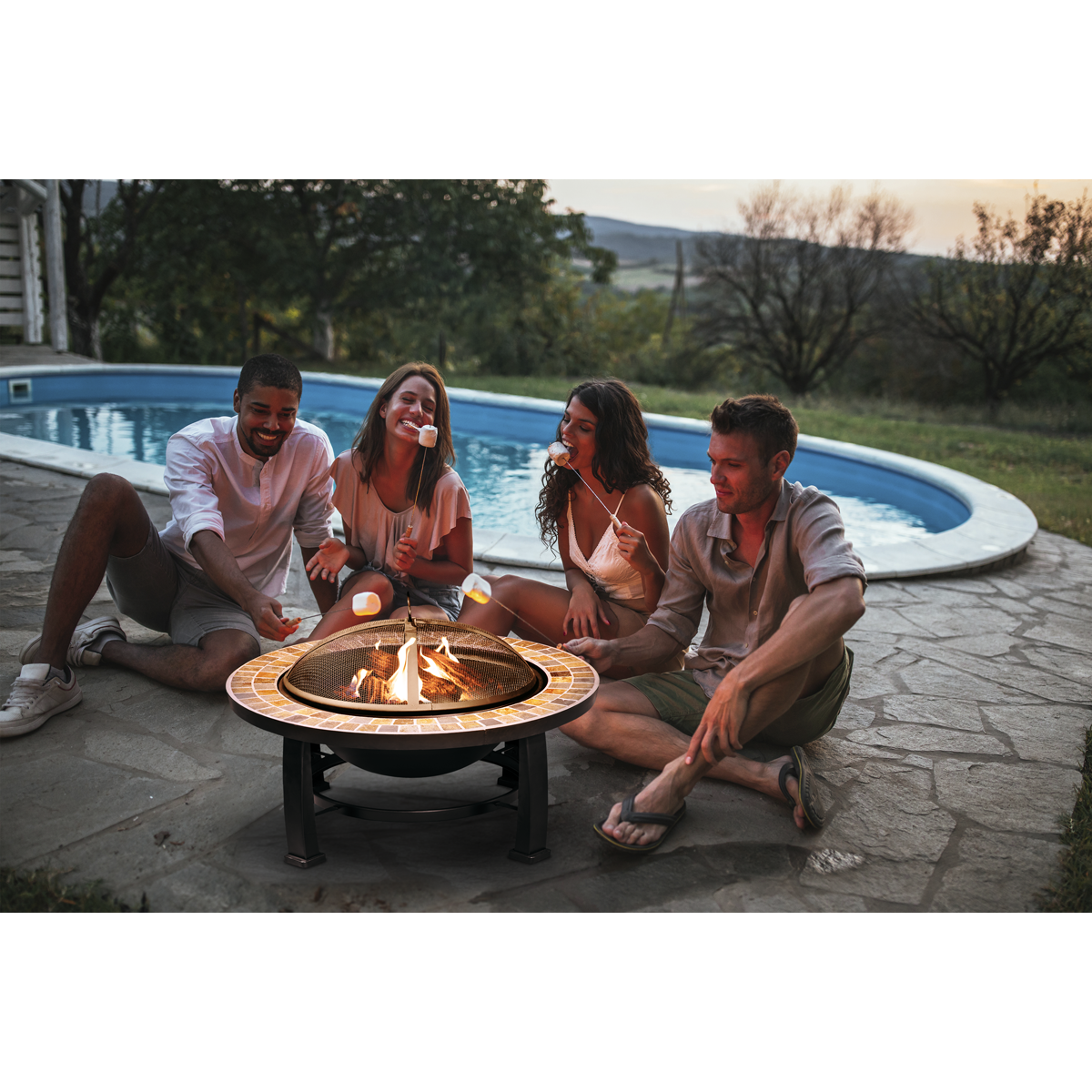 Deluxe Traditional Style Outdoor Fire Pit 76cm - Slate DG111