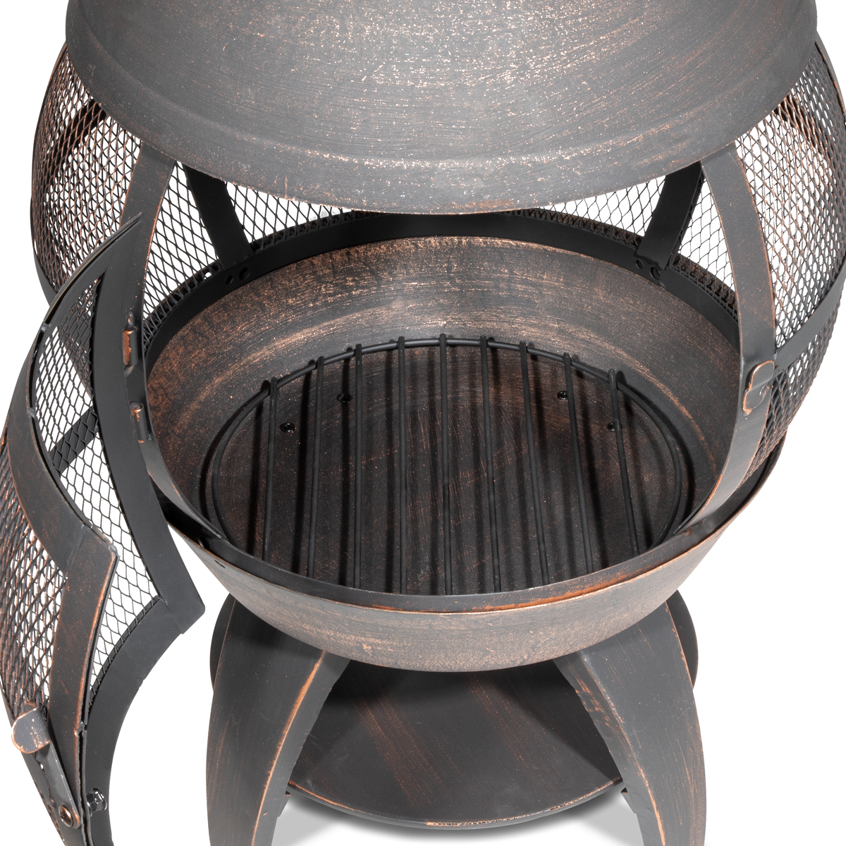 Dellonda Deluxe 360° Chiminea/Fire Pit - Antique Bronze Finish DG112