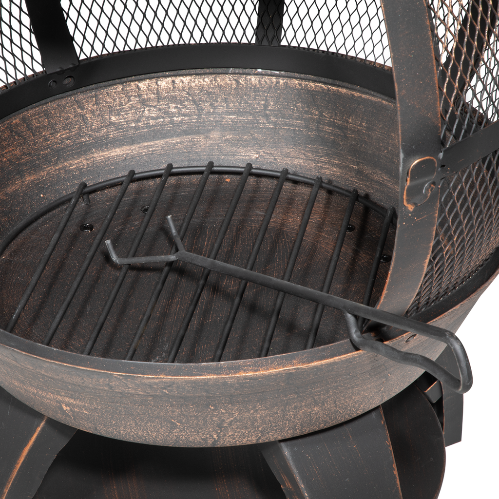 Dellonda Deluxe 360° Chiminea/Fire Pit - Antique Bronze Finish DG112