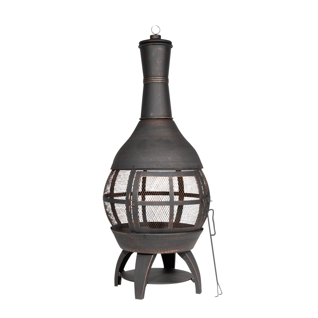 Dellonda Deluxe 360° Chiminea/Fire Pit - Antique Bronze Finish DG112