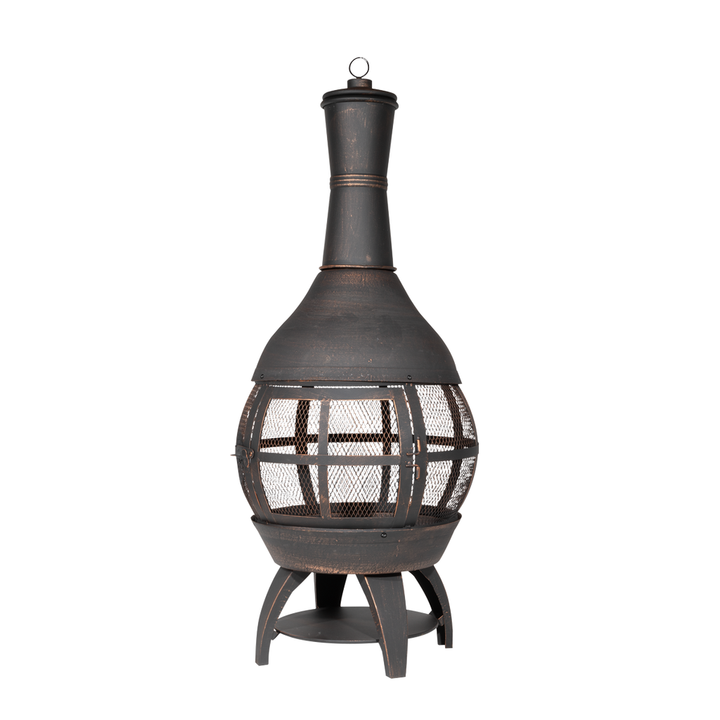 Dellonda Deluxe 360° Chiminea/Fire Pit - Antique Bronze Finish DG112