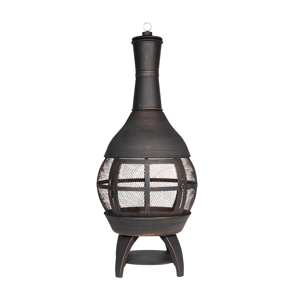 Dellonda Deluxe 360° Chiminea/Fire Pit - Antique Bronze Finish DG112