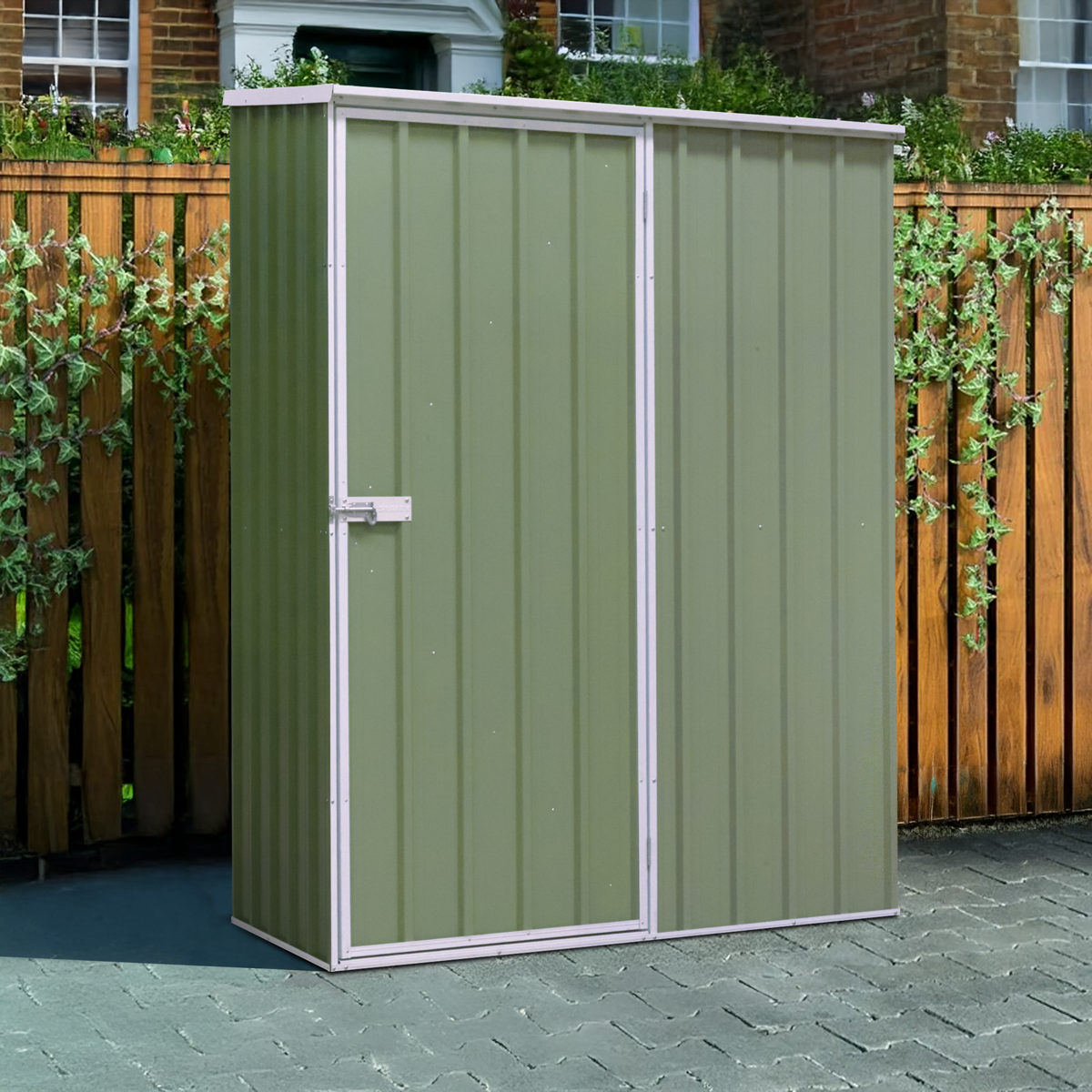 Galvanized Steel Storage Shed with Pent Style Roof 150 x 80 x 190cm - Green DG113