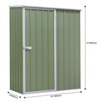 Galvanized Steel Storage Shed with Pent Style Roof 150 x 80 x 190cm - Green DG113