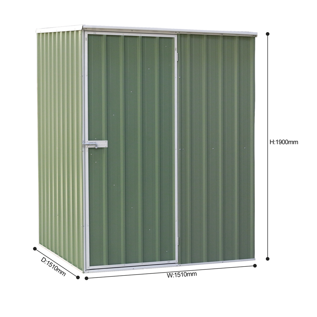 Galvanized Steel Storage Shed with Pent Style Roof 151 x 151 x 200cm - Green DG114