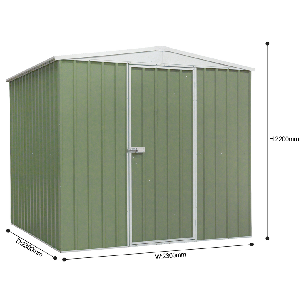Galvanized Steel Storage Shed with Apex Style Roof 230 x 230 x 220cm - Green DG115