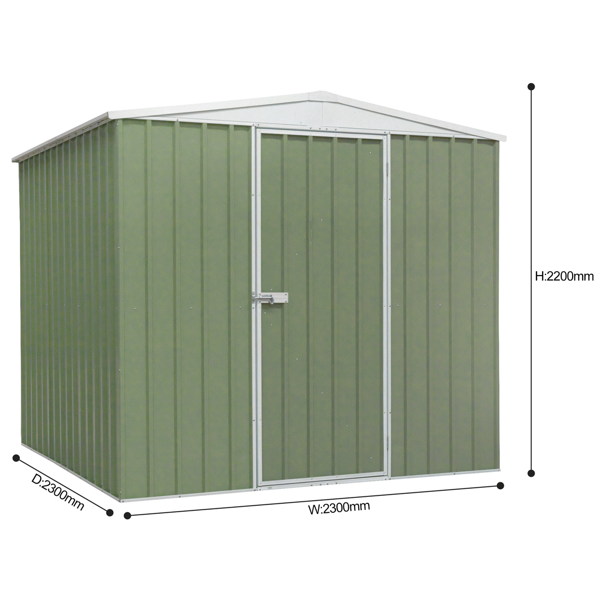 Galvanized Steel Storage Shed with Apex Style Roof 230 x 230 x 220cm - Green DG115