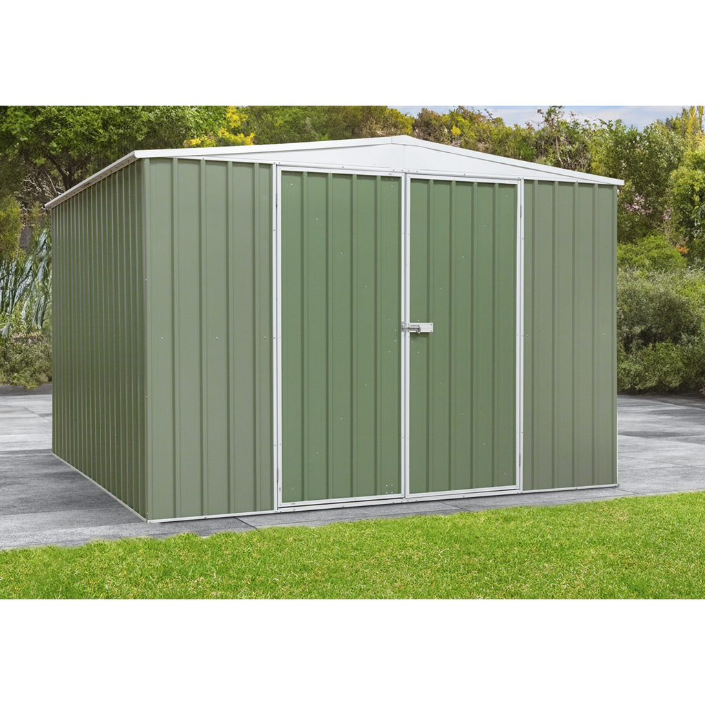 Galvanized Steel Storage Shed with Apex Style Roof 300 x 300 x 220cm - Green DG116